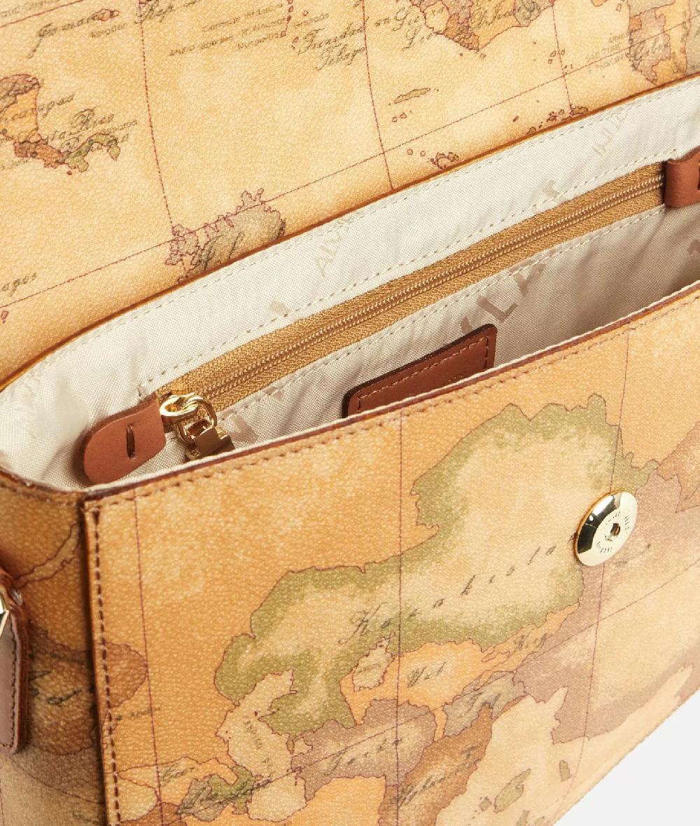 Alviero martini 1a classe Borsa a tracolla con patta in tessuto stampa Geo Classic Naturale Vendita Economica