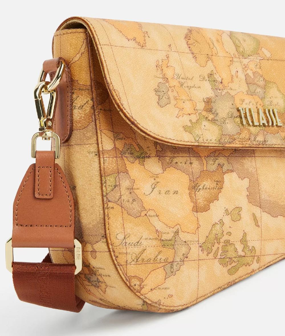 Alviero martini 1a classe Borsa a tracolla con patta in tessuto stampa Geo Classic Naturale Vendita Economica