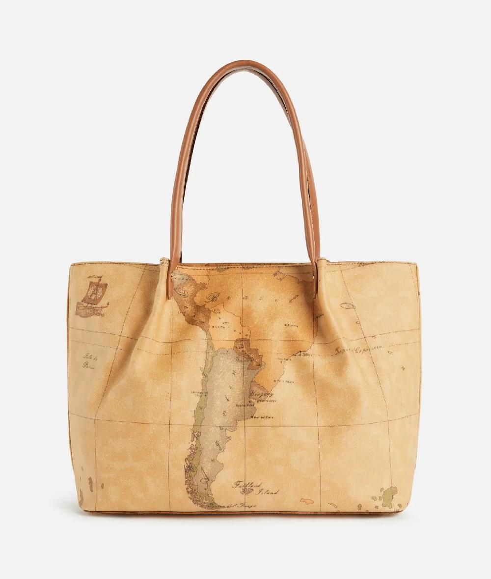 Alviero martini 1a classe Borsa shopping in tessuto stampa Geo Classic Naturale Offerte