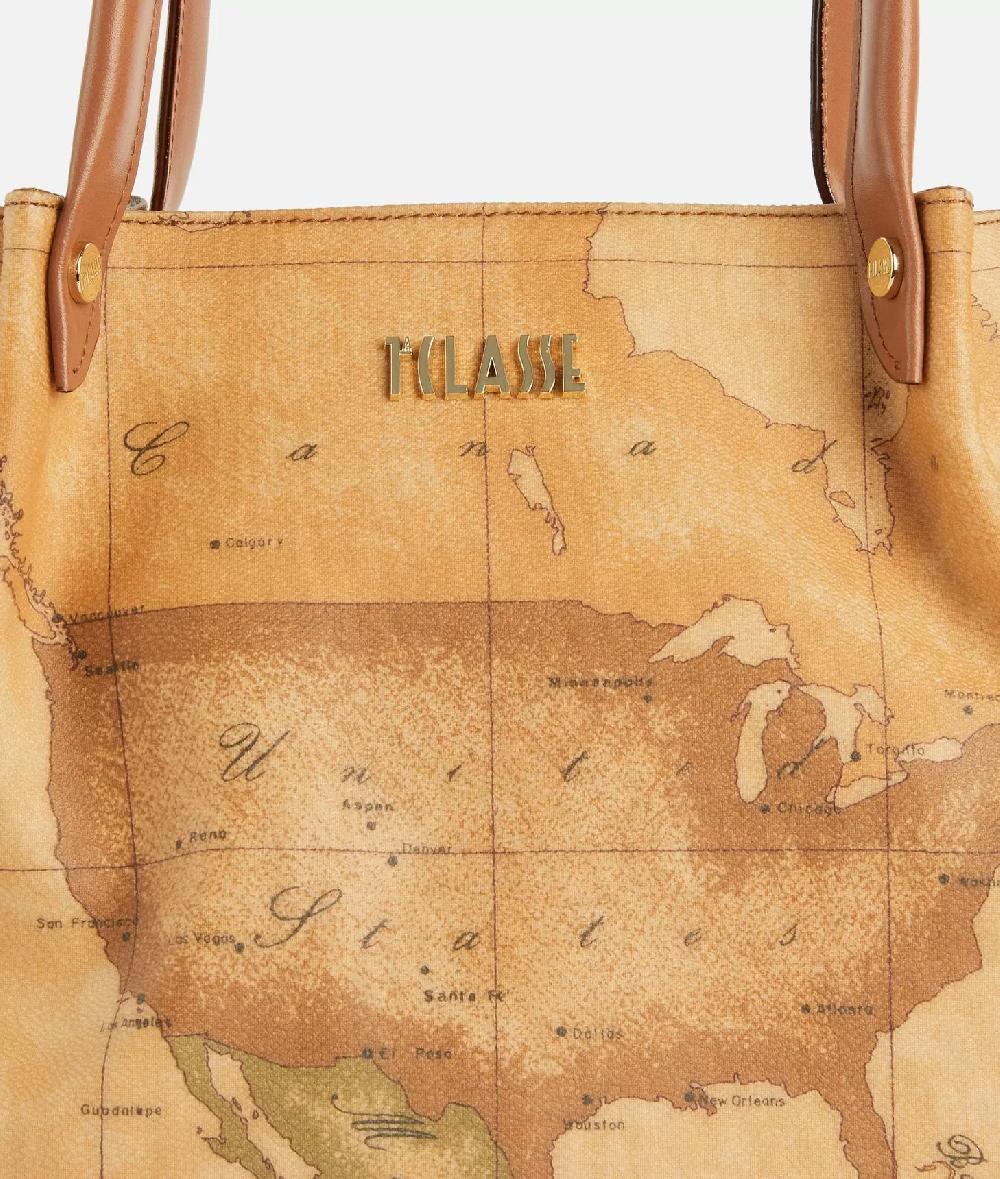 Alviero martini 1a classe Borsa shopping in tessuto stampa Geo Classic Naturale Offerte