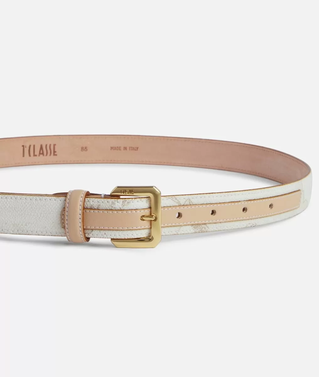 Alviero martini 1a classe Geo White cintura con fibbia metallica Vendita calda