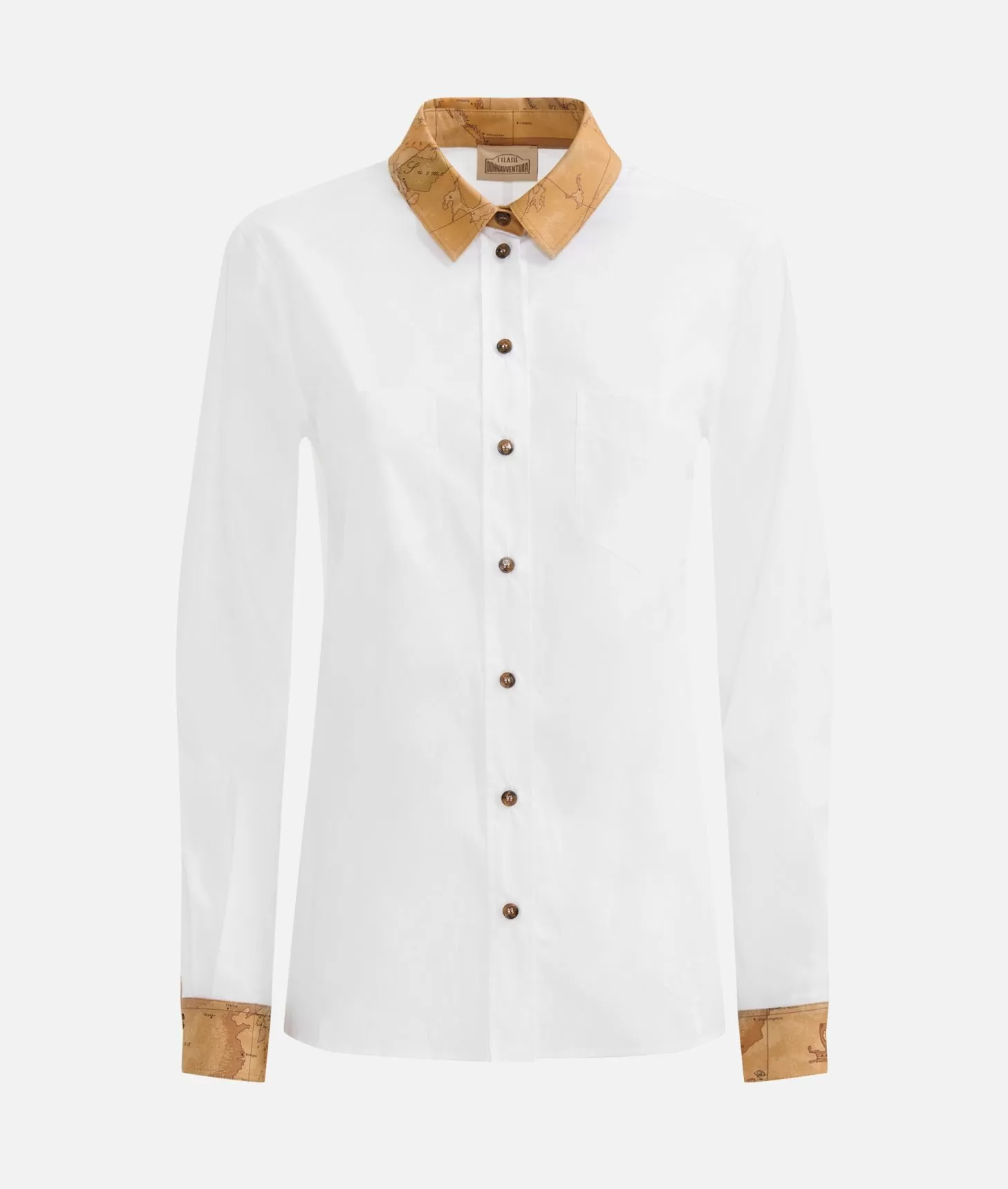 Alviero martini 1a classe Camicia in popeline di cotone stretch con dettagli Geo Classic Bianca Officina