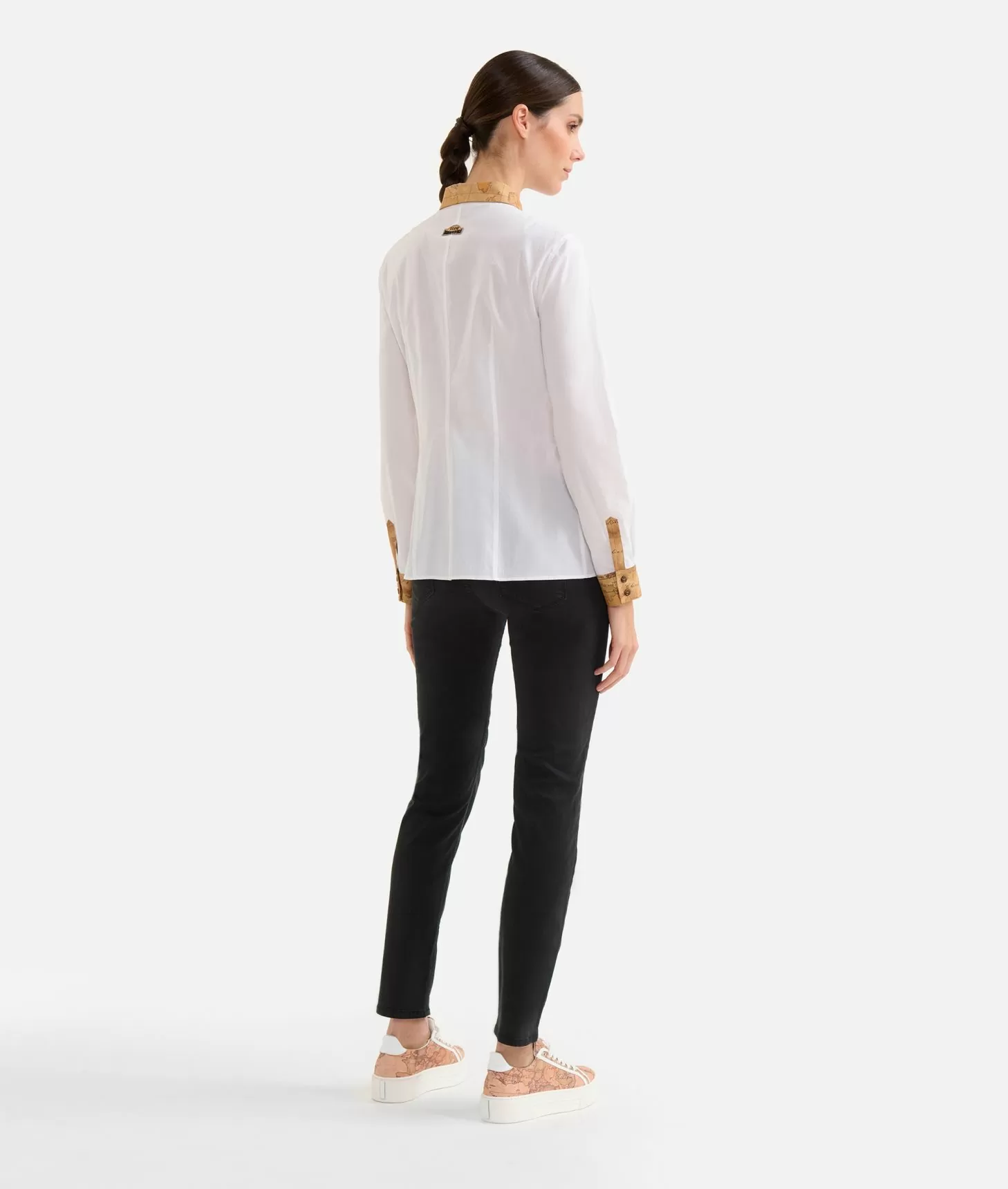 Alviero martini 1a classe Camicia in popeline di cotone stretch con dettagli Geo Classic Bianca Officina