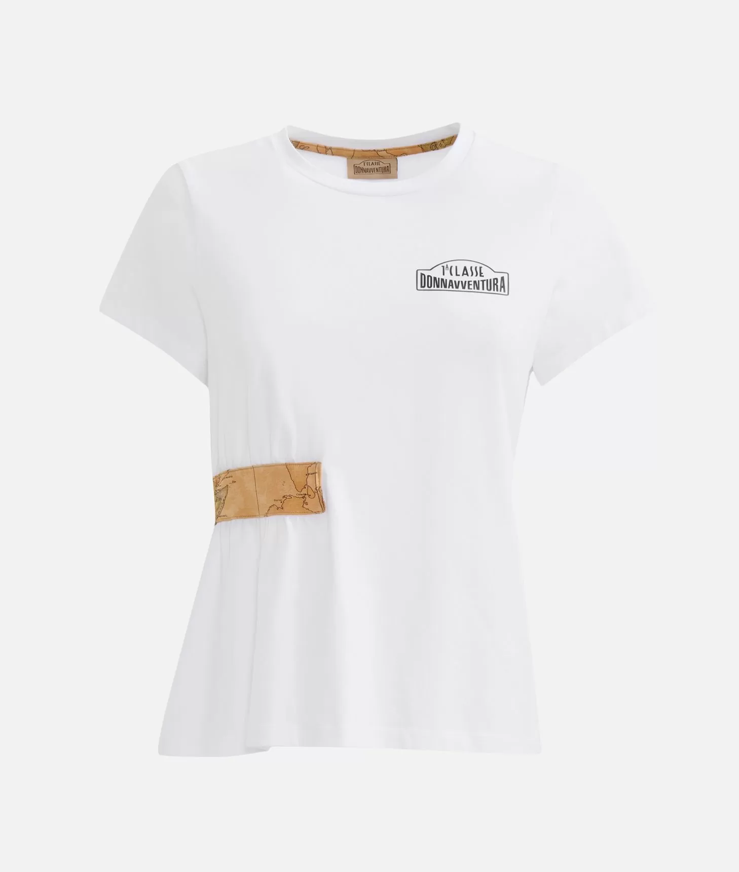 Alviero martini 1a classe T-shirt in jersey di cotone stretch con arriccio Bianca Limitato a 3 giorni