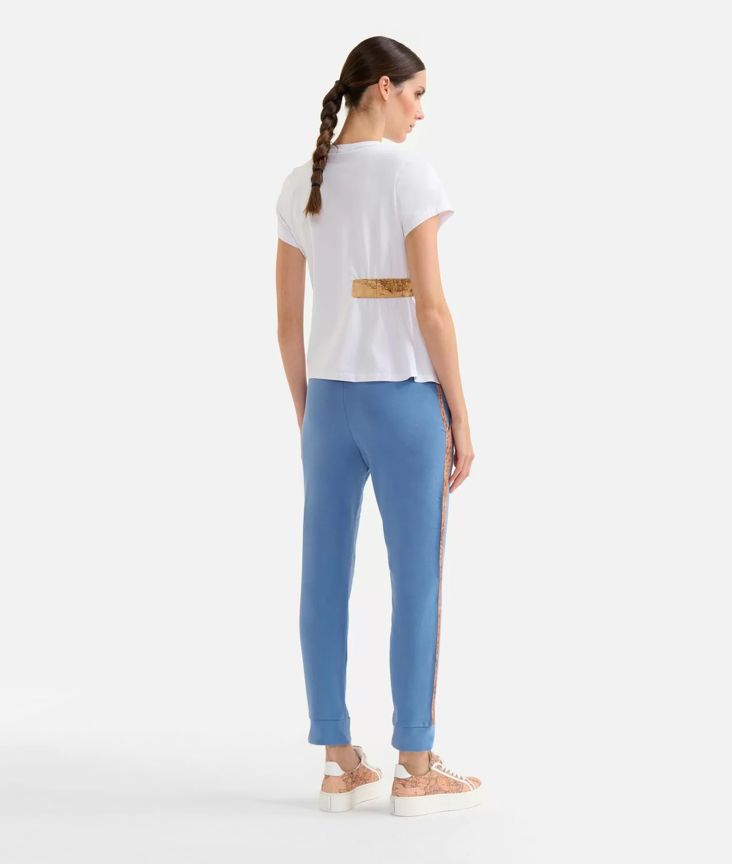 Alviero martini 1a classe T-shirt in jersey di cotone stretch con arriccio Bianca Limitato a 3 giorni
