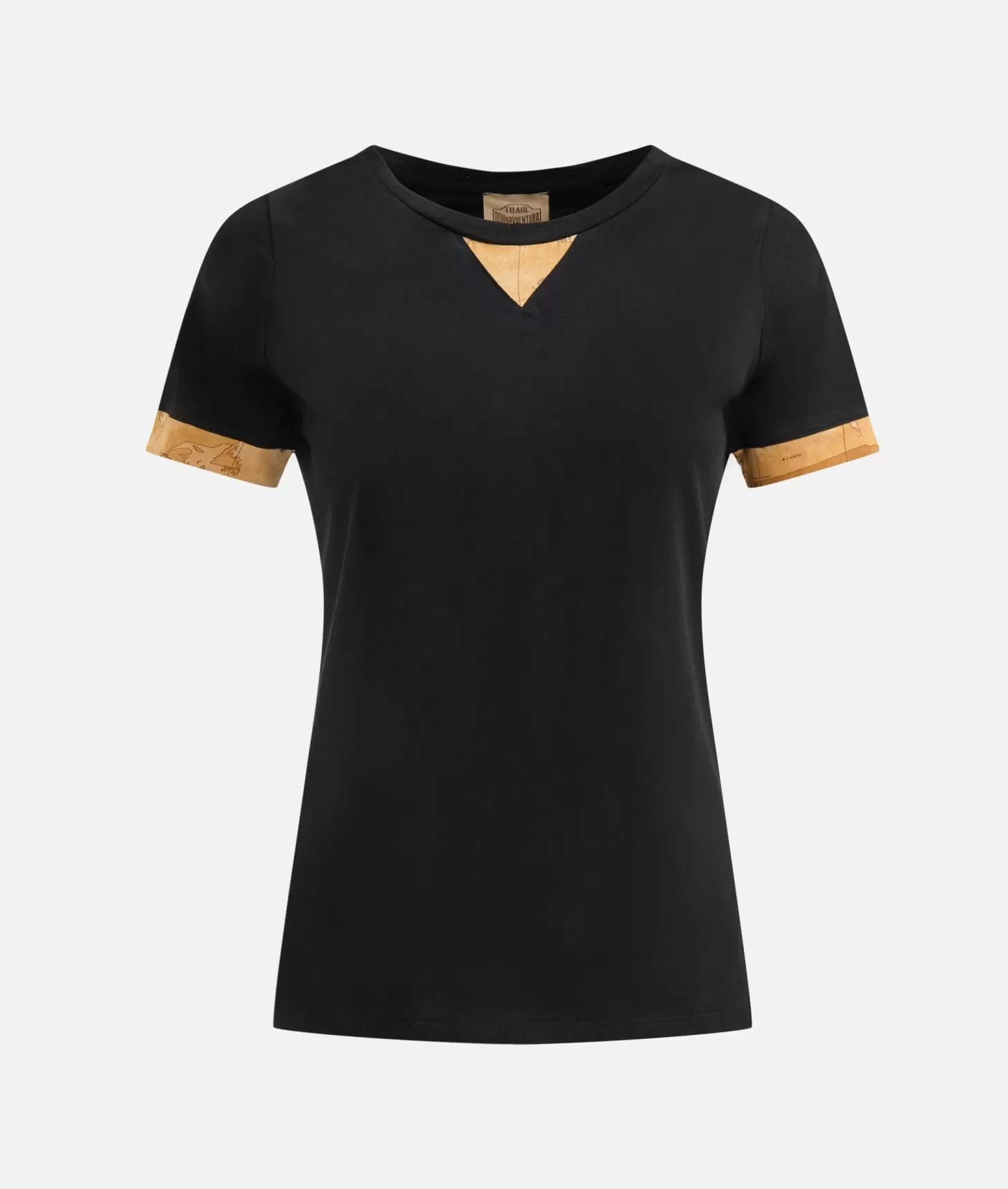 Alviero martini 1a classe T-shirt in jersey di cotone stretch con dettaglio Geo Classic Nera Esporta salva