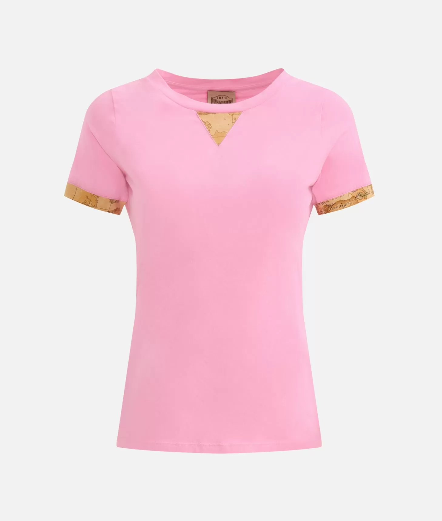 Alviero martini 1a classe T-shirt in jersey di cotone stretch con dettaglio Geo Classic Rosa Confetto Black Friday Prezzi
