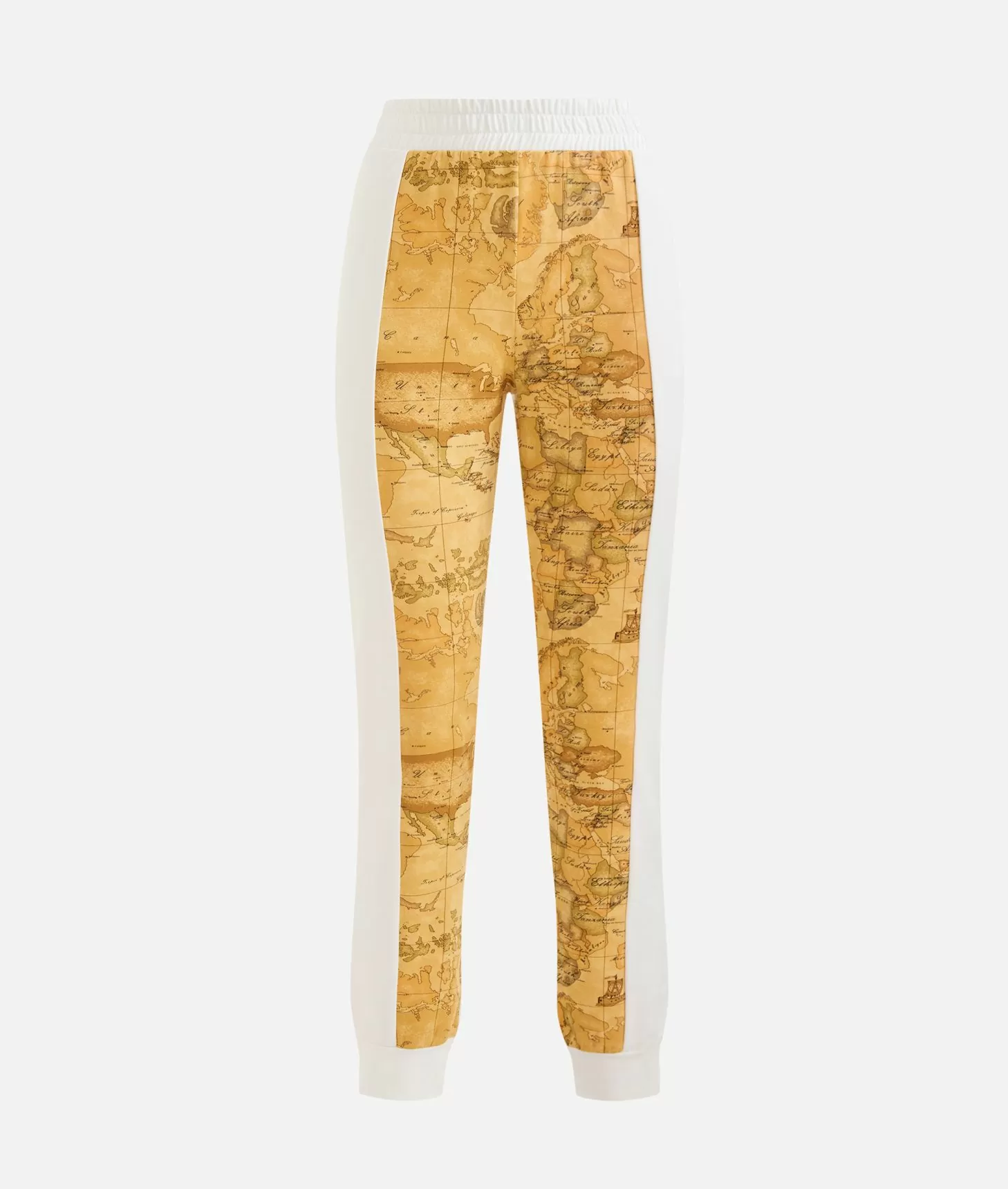 Alviero martini 1a classe Pantaloni in felpa garzata stretch con intarsio Geo Classic Avorio Sottocosto