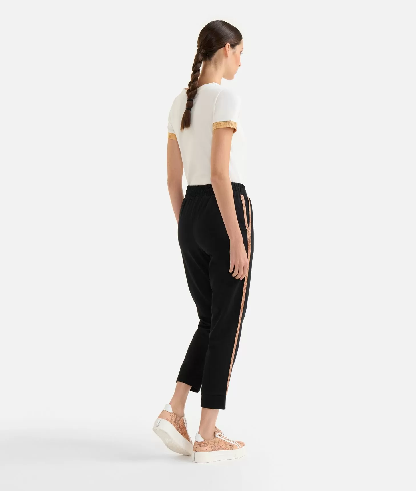 Alviero martini 1a classe Pantaloni in felpa garzata stretch con profili Geo Classic Neri Convenienza