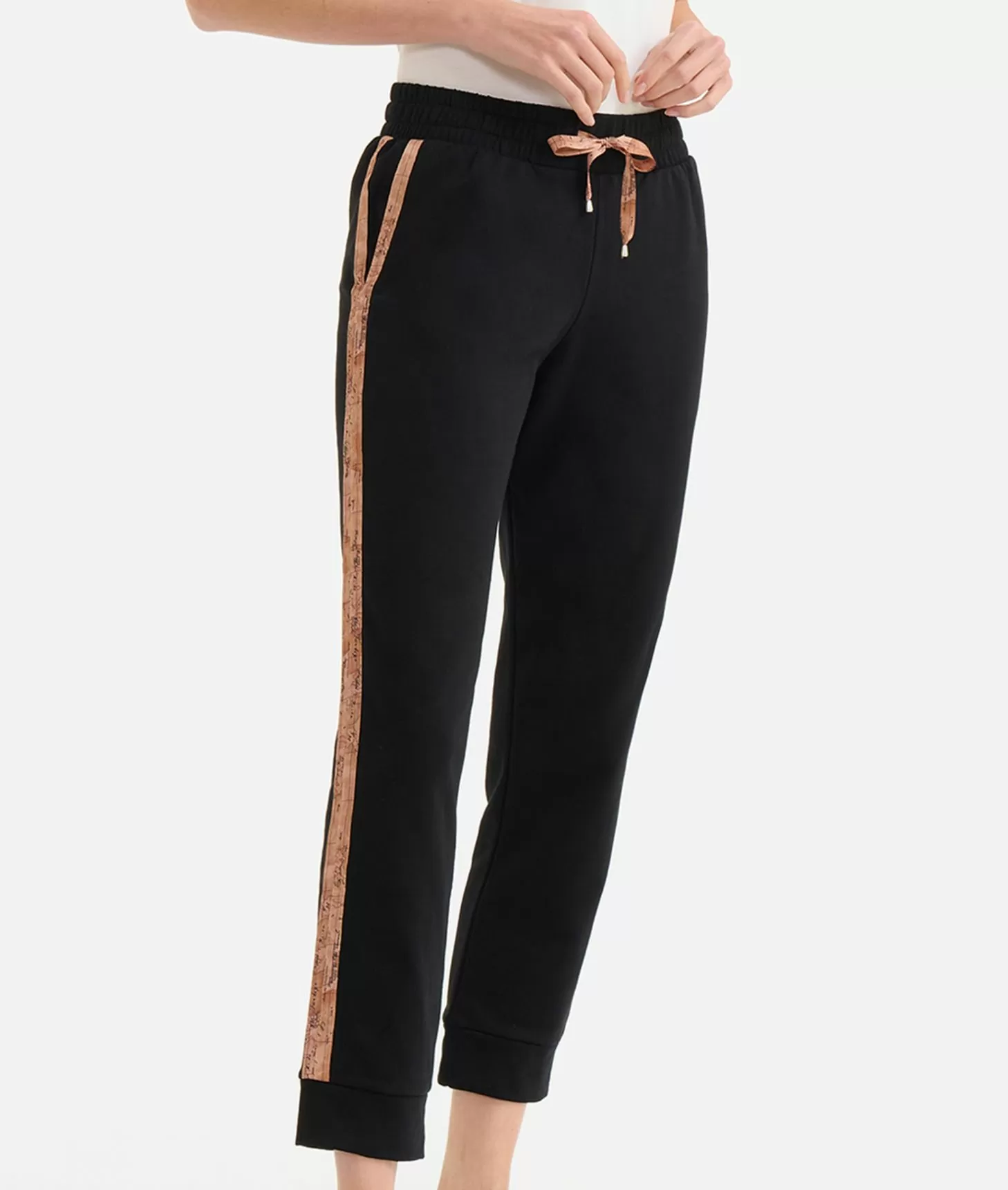 Alviero martini 1a classe Pantaloni in felpa garzata stretch con profili Geo Classic Neri Convenienza