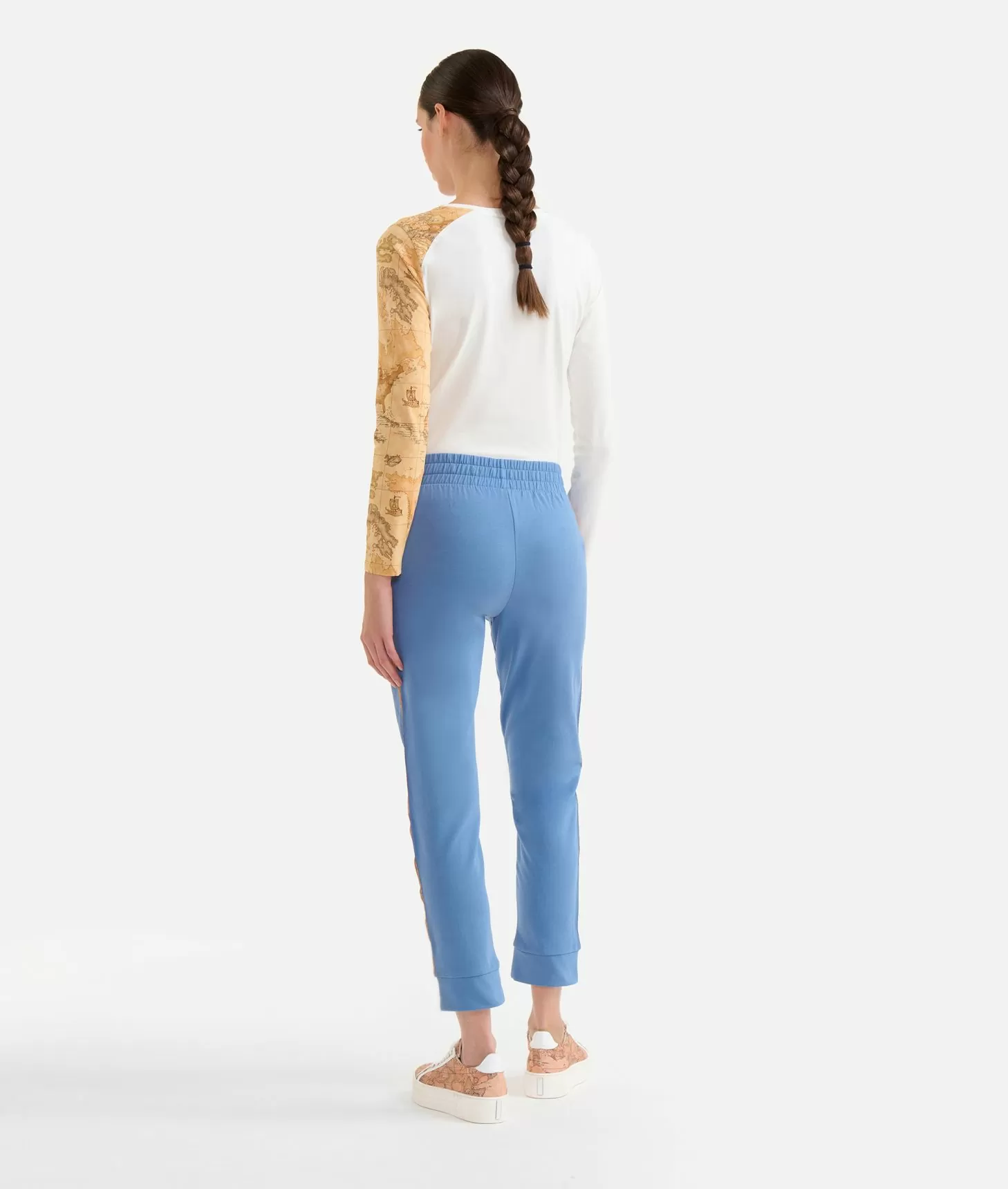 Alviero martini 1a classe Pantaloni in felpa garzata stretch con profili Geo Classic Denim Novità
