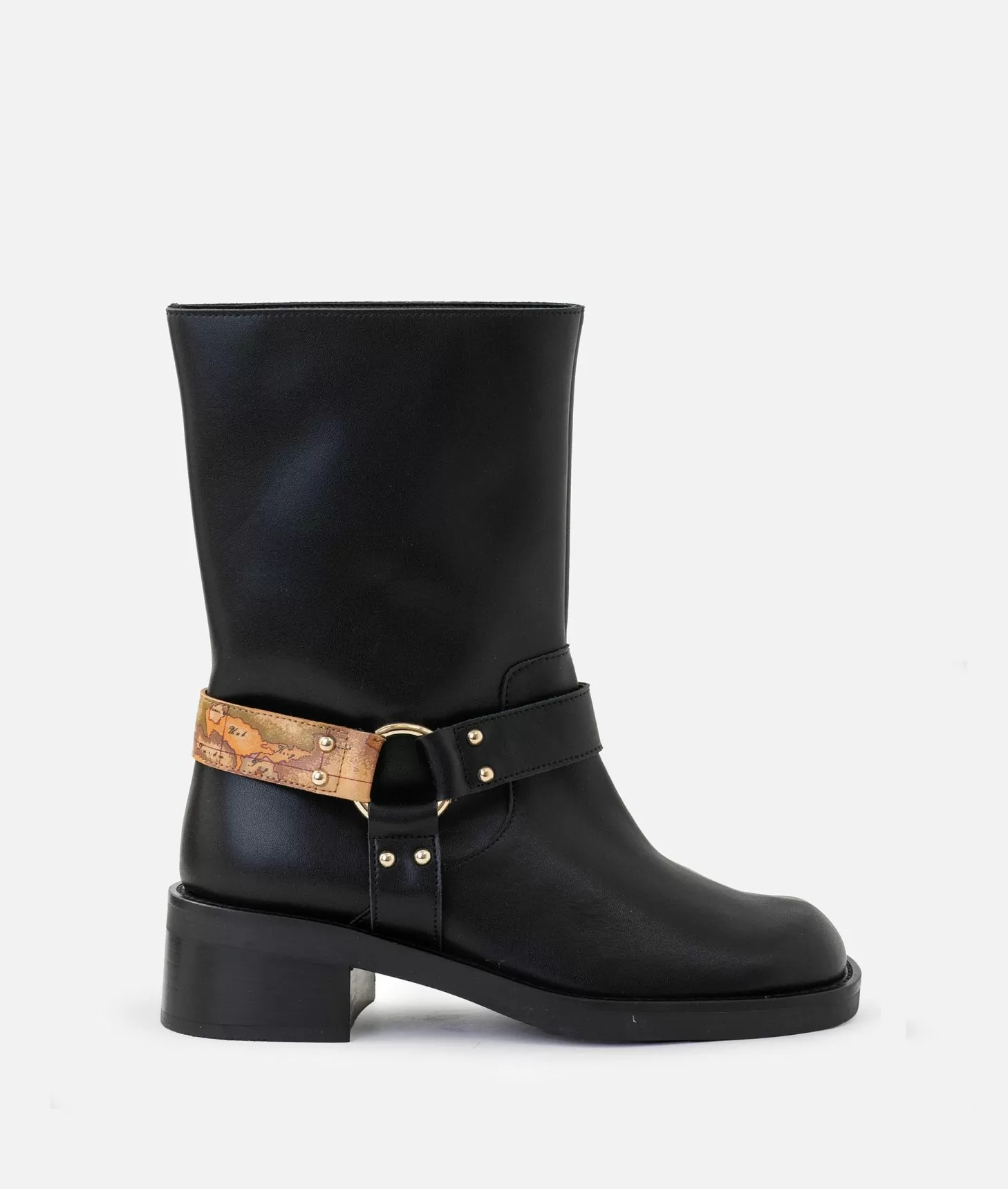 Alviero martini 1a classe Stivaletti biker in pelle liscia con dettaglio Geo Classic Neri Outlet
