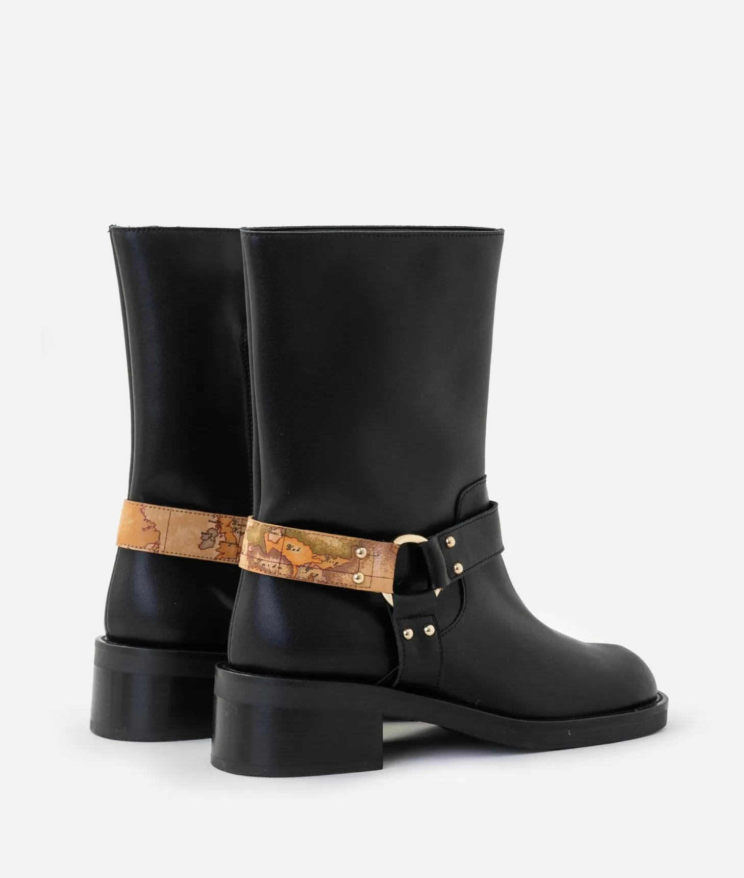 Alviero martini 1a classe Stivaletti biker in pelle liscia con dettaglio Geo Classic Neri Outlet