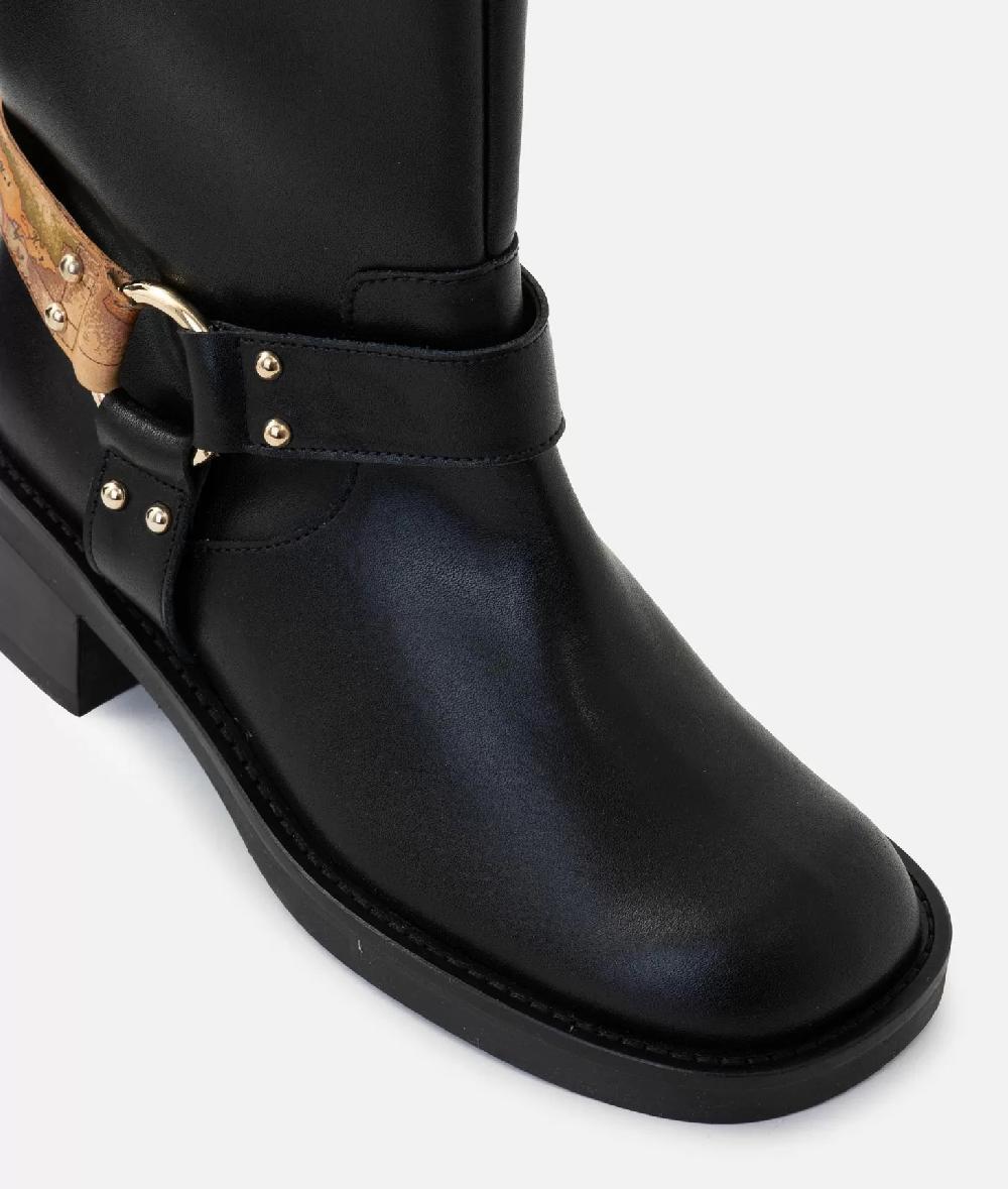 Alviero martini 1a classe Stivaletti biker in pelle liscia con dettaglio Geo Classic Neri Outlet