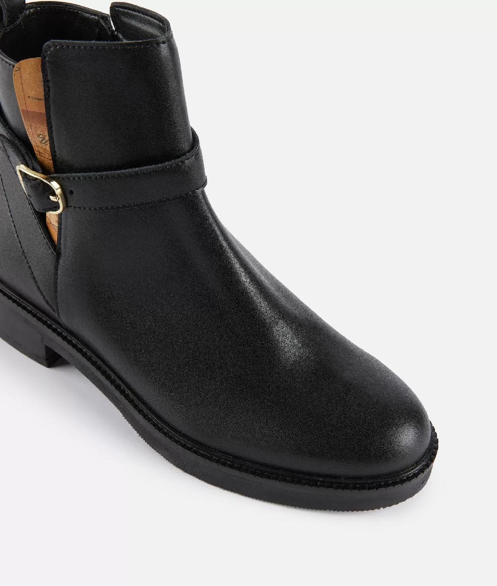 Alviero martini 1a classe Stivaletti beatles in pelle liscia con cinturino Neri Vendita Economica