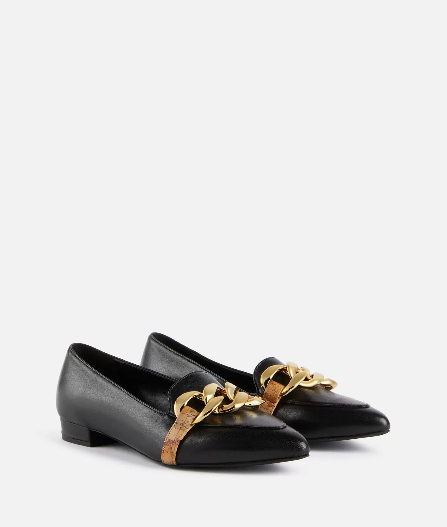 Alviero martini 1a classe Mocassini in pelle lucida con maxi catena Neri Cyber Monday