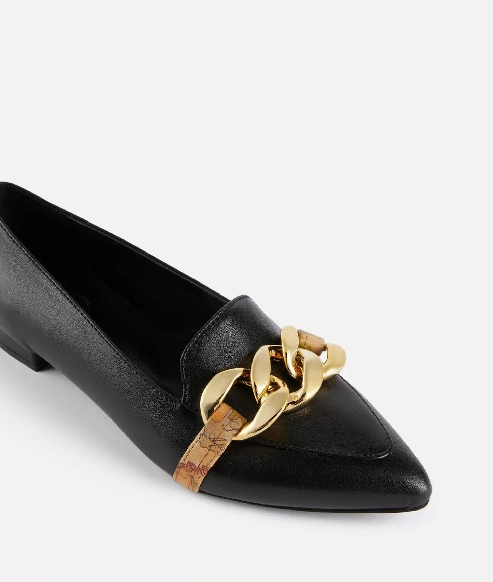 Alviero martini 1a classe Mocassini in pelle lucida con maxi catena Neri Cyber Monday