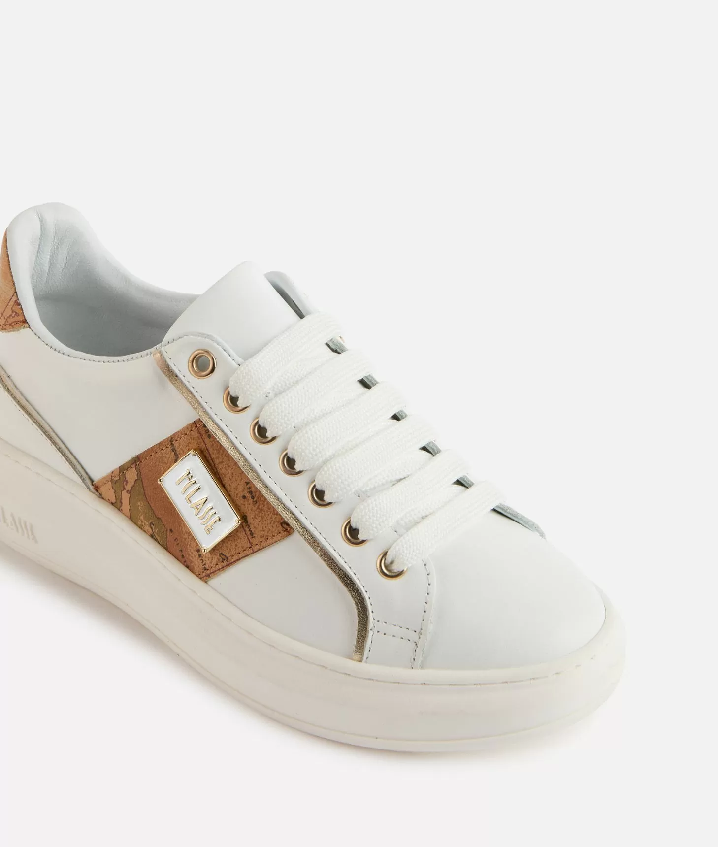 Alviero martini 1a classe Sneakers in pelle liscia con targhetta 1ᴬ Classe smaltata Bianche Ultimo giorno