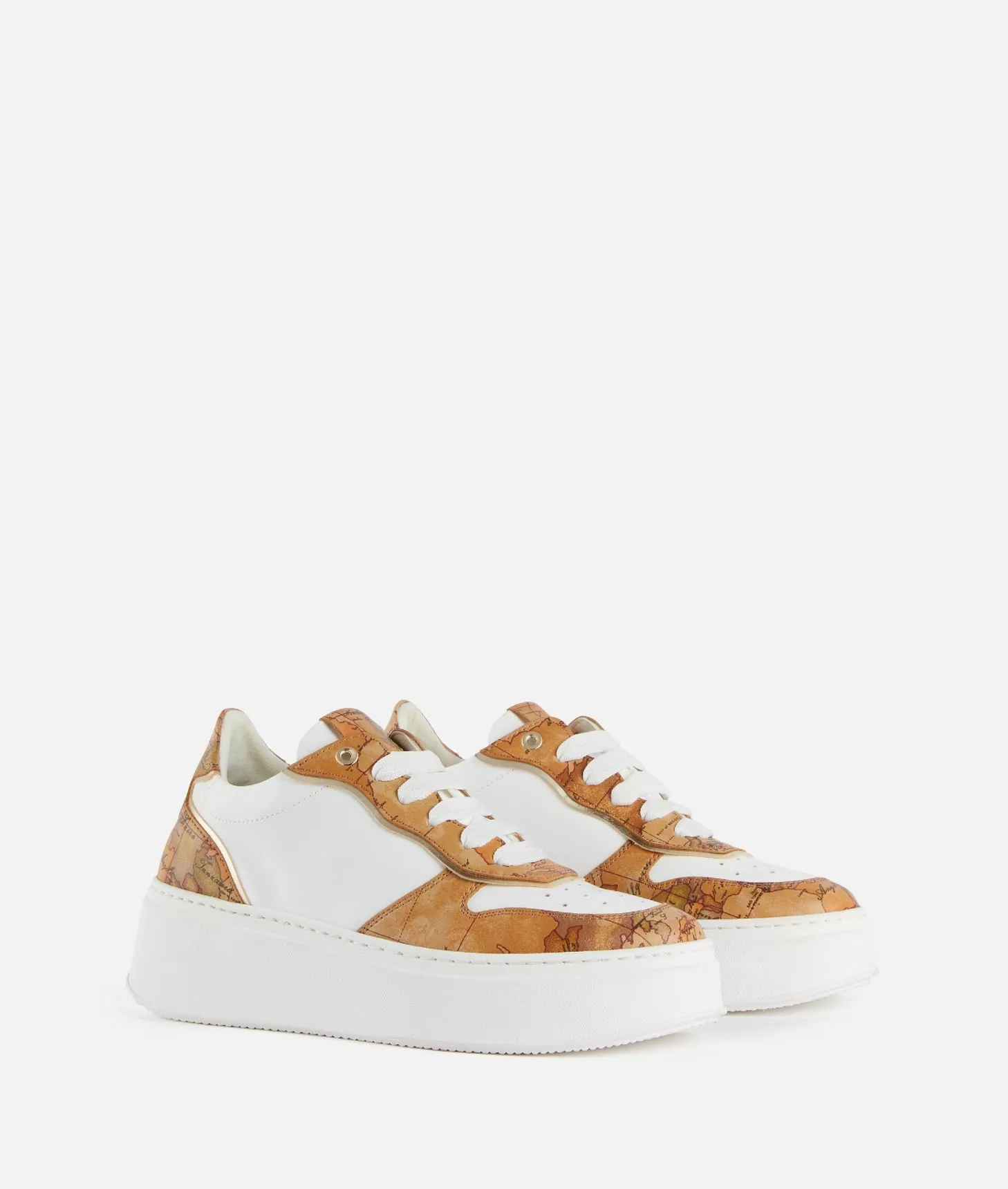 Alviero martini 1a classe Sneakers zeppate in eco nappa con dettagli Geo Classic Bianche Fino al 60% di sconto