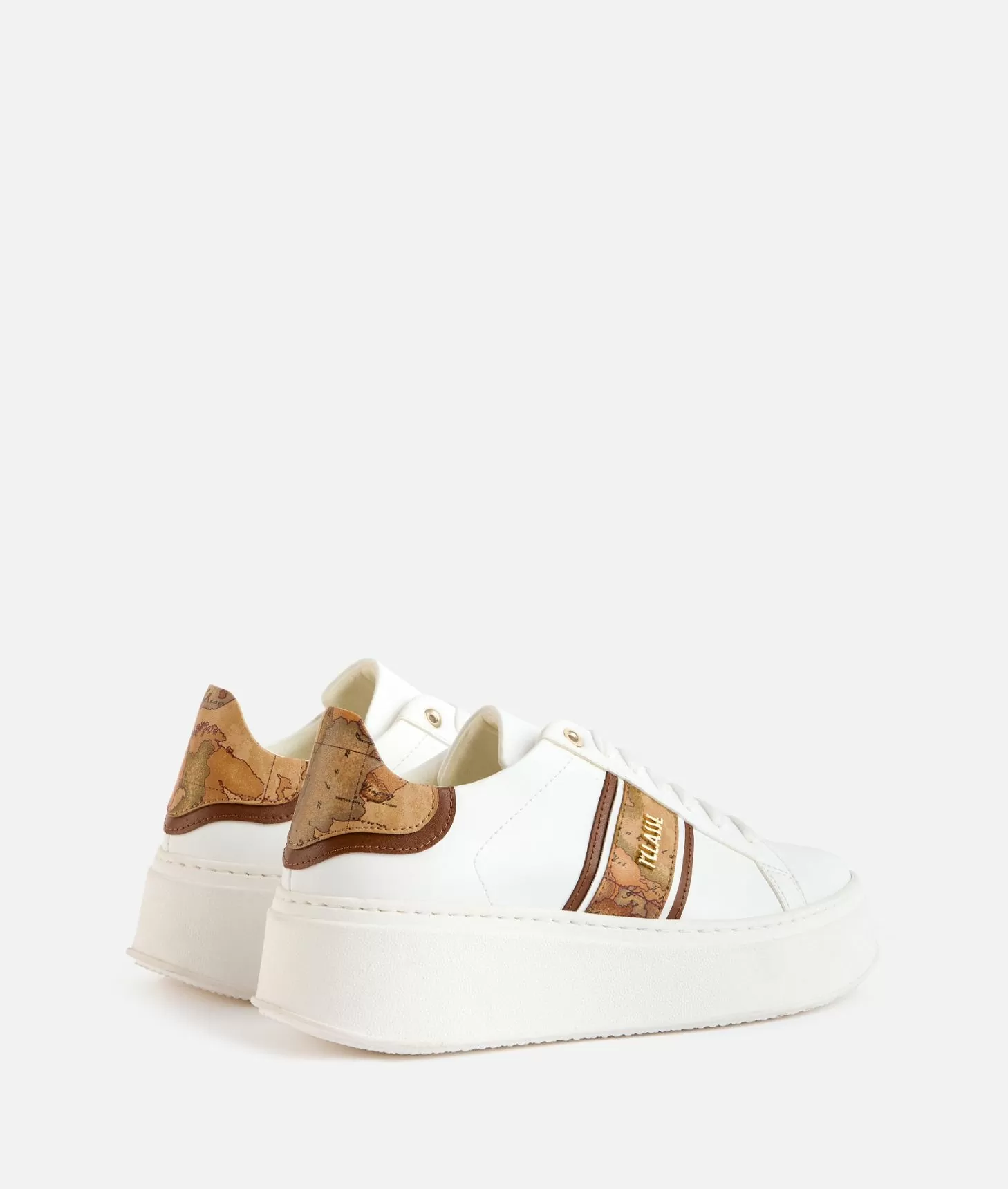 Alviero martini 1a classe Sneakers zeppate in eco nappa con banda Geo Classic Bianche Fino al 65% di sconto