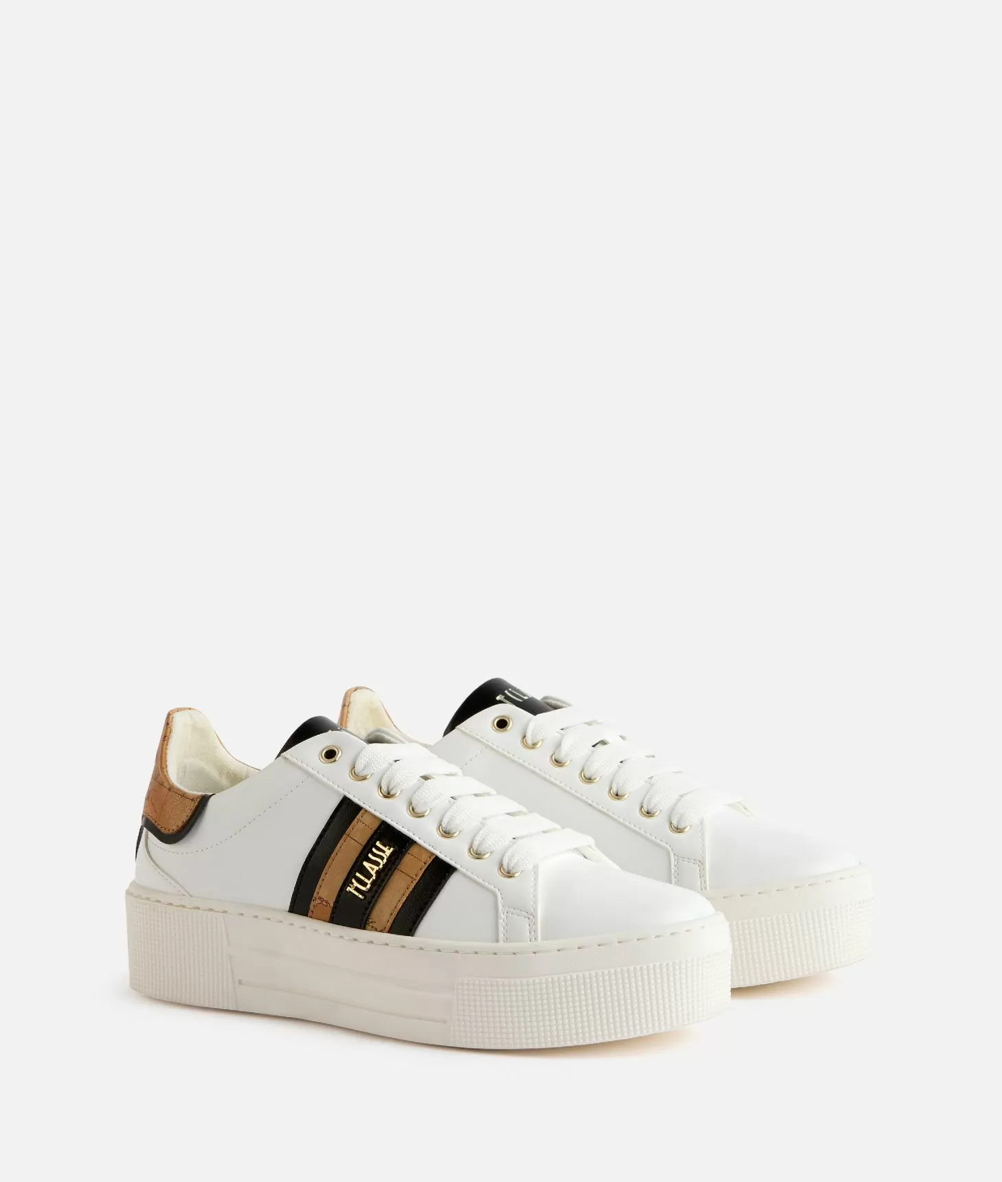 Alviero martini 1a classe Sneakers in eco nappa con bande laterali Bianche Sostegno trimestrale