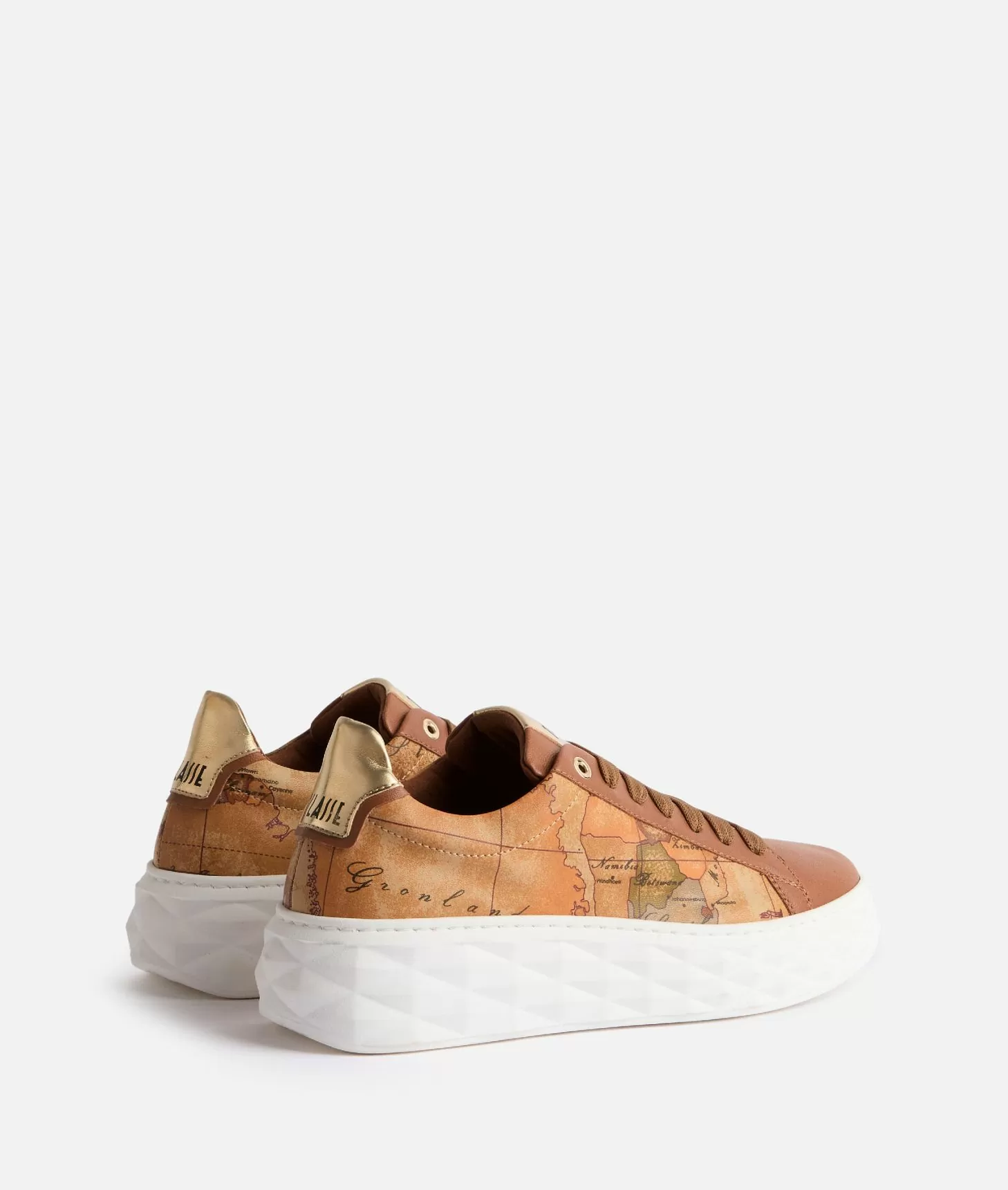 Alviero martini 1a classe Sneakers in eco nappa con lati Geo Classic Castagna Super sconto