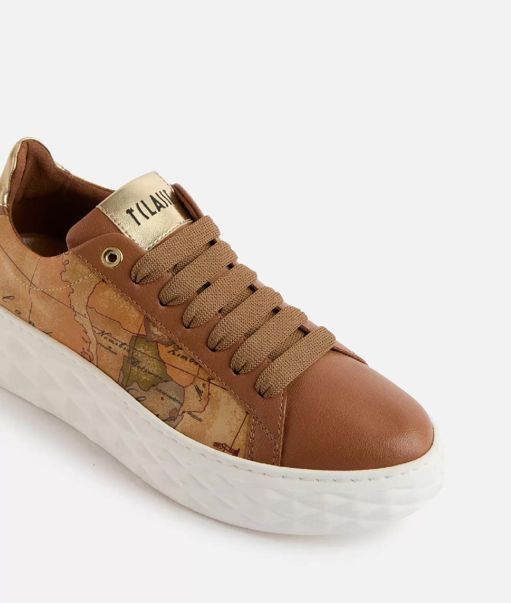 Alviero martini 1a classe Sneakers in eco nappa con lati Geo Classic Castagna Super sconto