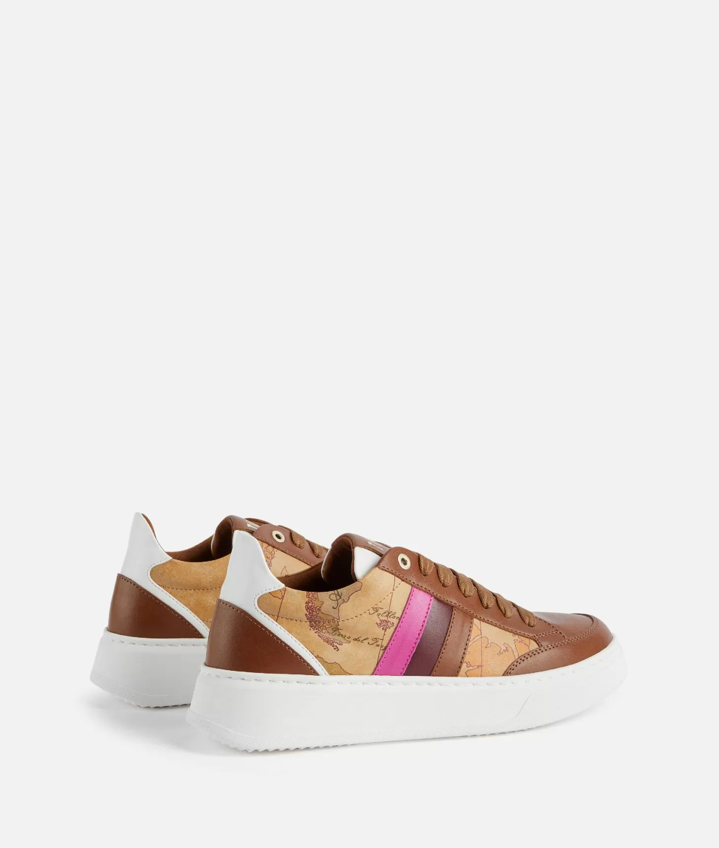 Alviero martini 1a classe Sneakers in pelle liscia con bande laterali Castagna Trasporto libero internazionale