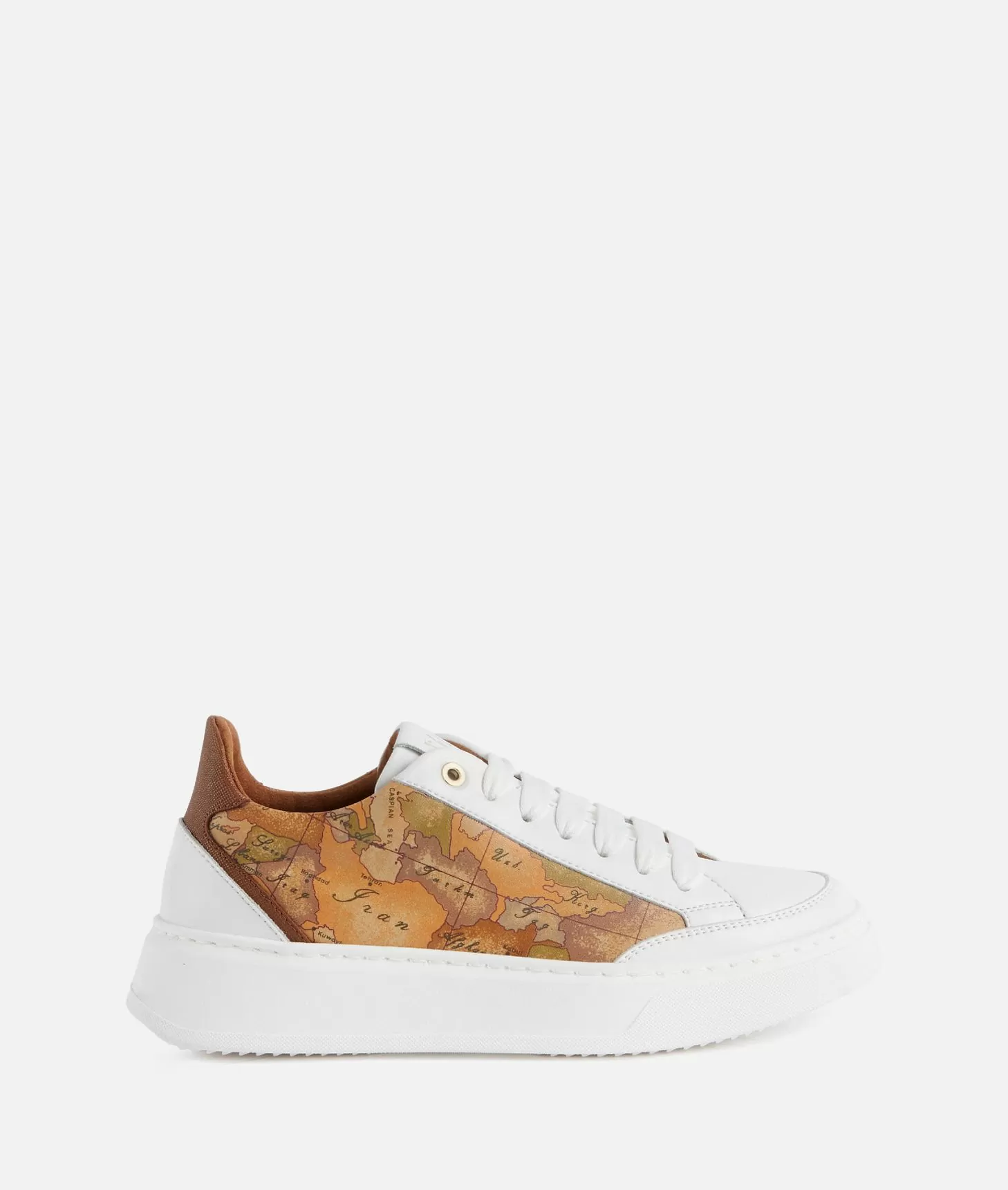 Alviero martini 1a classe Sneakers in pelle liscia con inserti Geo Classic e Saffiano Bianche Officina