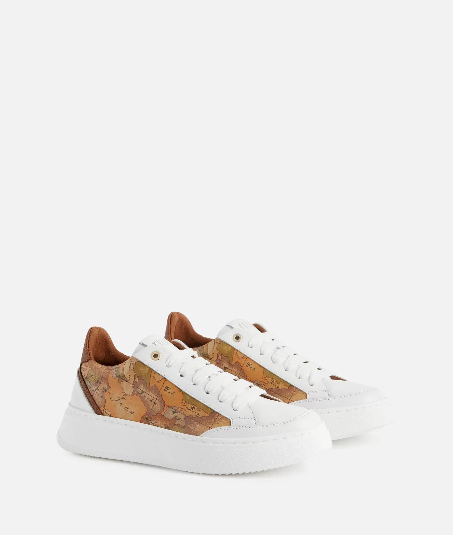 Alviero martini 1a classe Sneakers in pelle liscia con inserti Geo Classic e Saffiano Bianche Officina