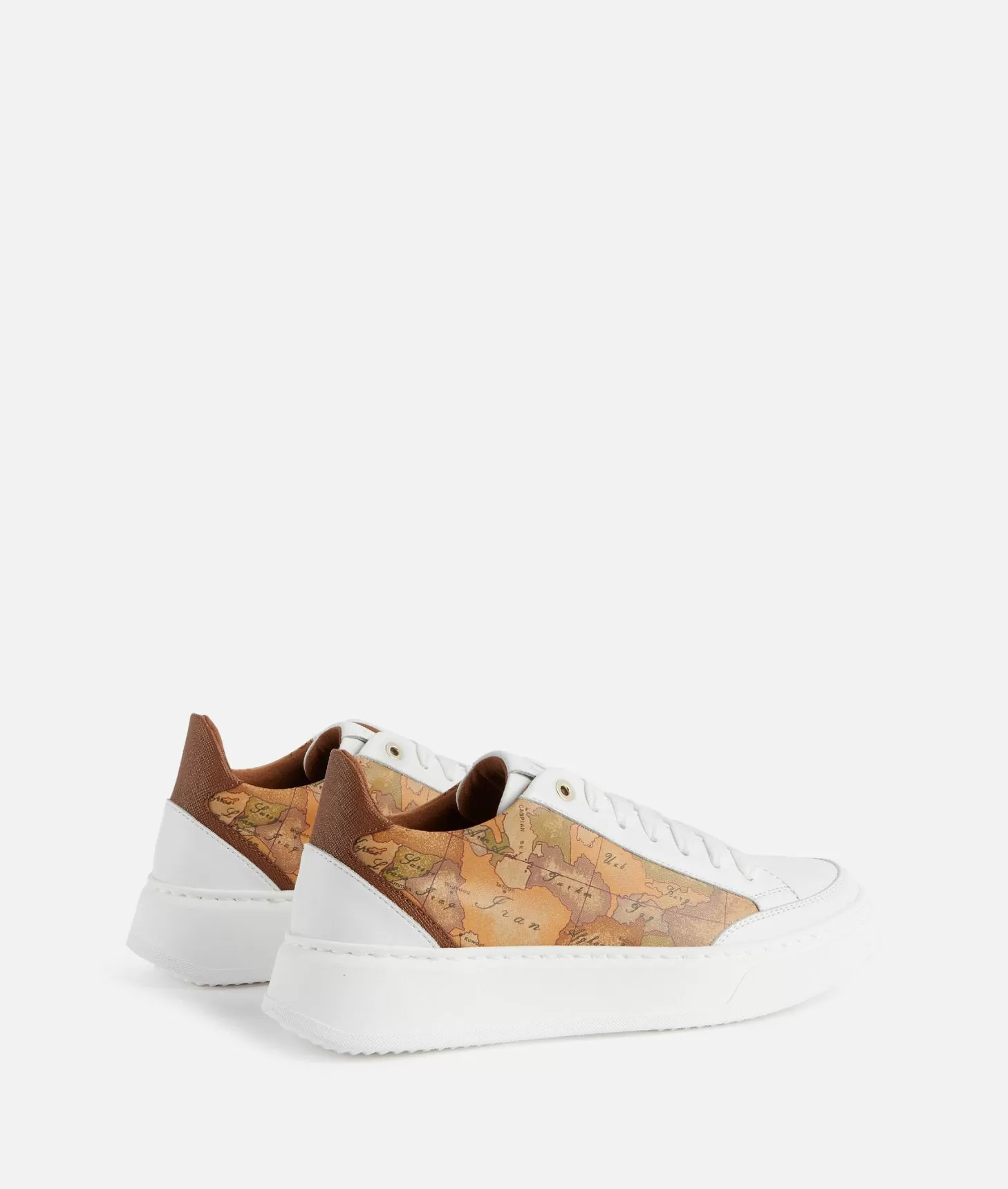 Alviero martini 1a classe Sneakers in pelle liscia con inserti Geo Classic e Saffiano Bianche Officina
