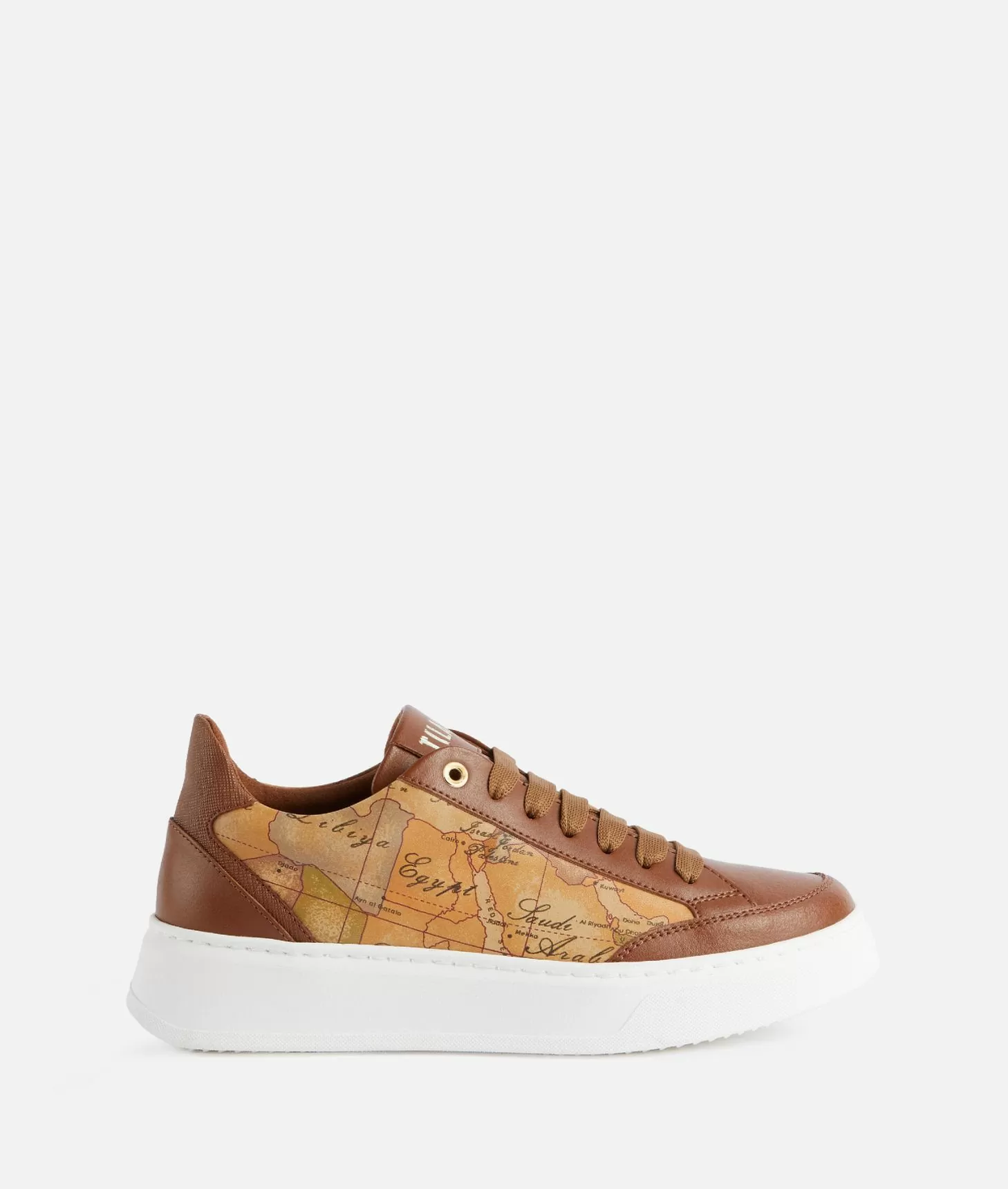 Alviero martini 1a classe Sneakers in pelle liscia con inserti Geo Classic e Saffiano Castagna Limitato a 3 giorni