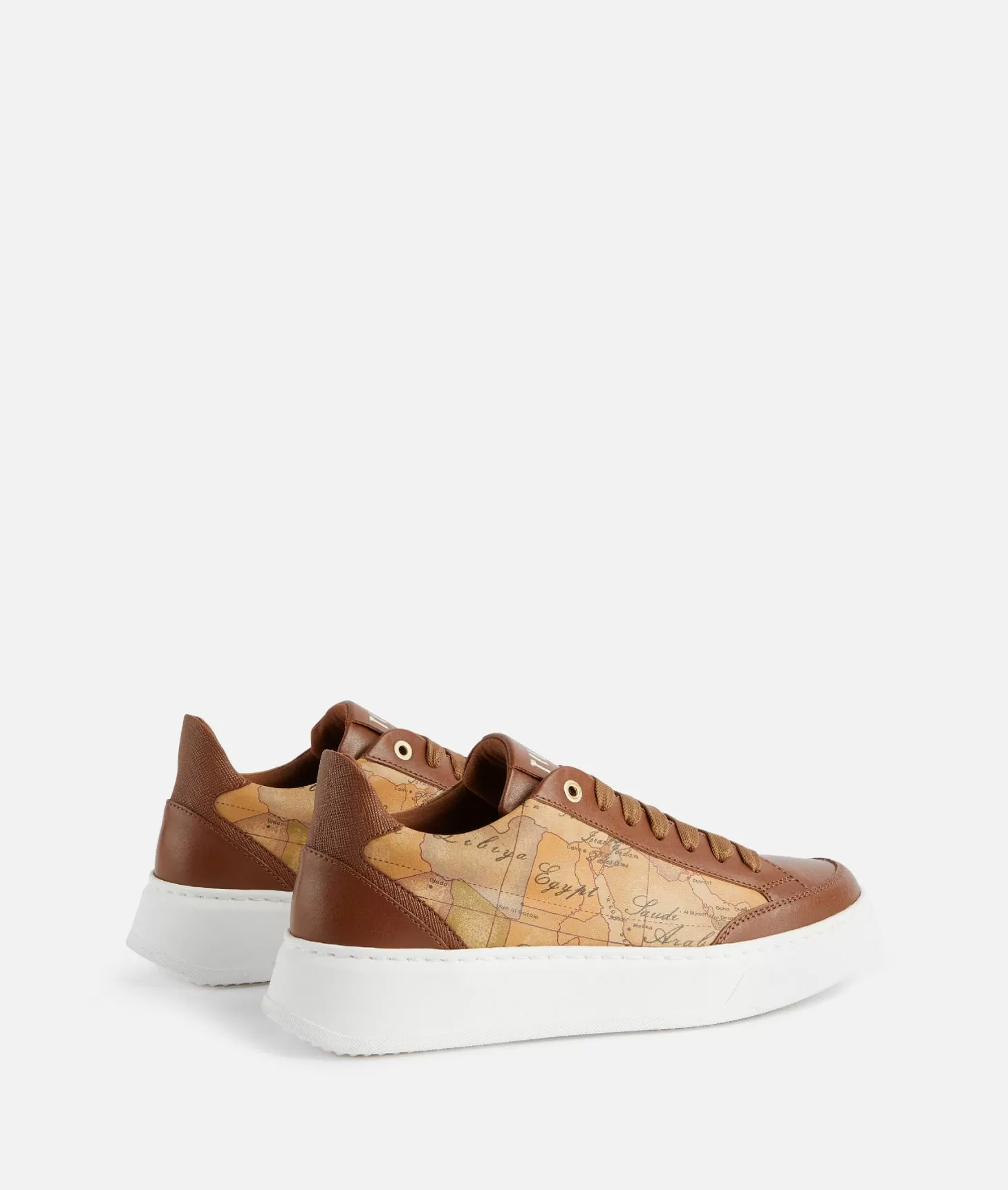 Alviero martini 1a classe Sneakers in pelle liscia con inserti Geo Classic e Saffiano Castagna Limitato a 3 giorni