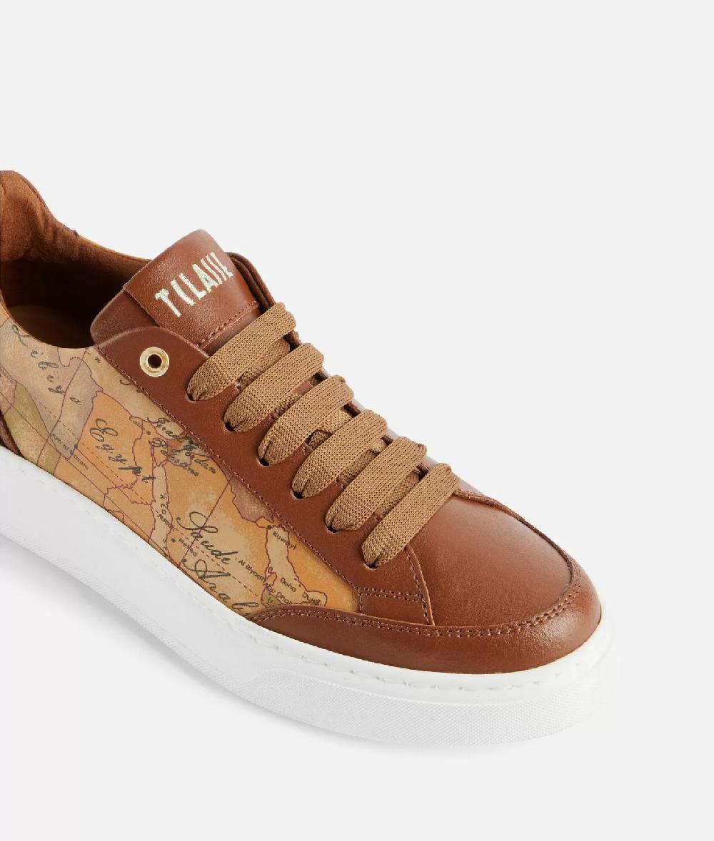 Alviero martini 1a classe Sneakers in pelle liscia con inserti Geo Classic e Saffiano Castagna Limitato a 3 giorni
