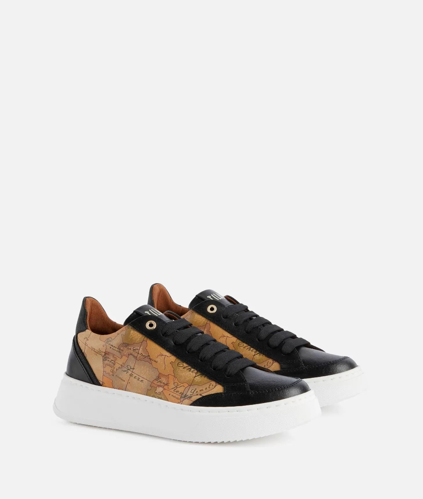 Alviero martini 1a classe Sneakers in pelle liscia con inserti Geo Classic e Saffiano Nere Esporta salva