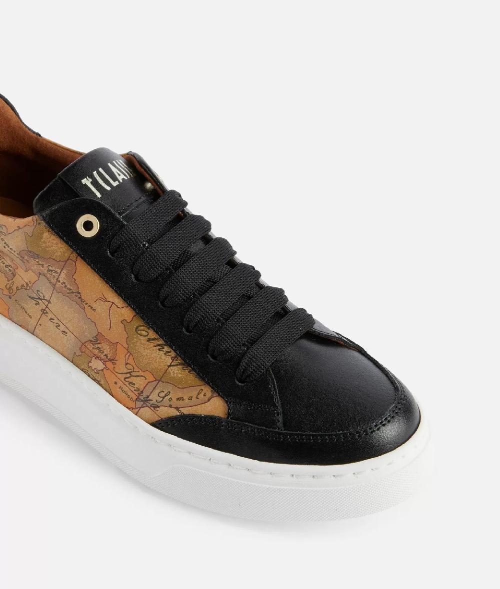 Alviero martini 1a classe Sneakers in pelle liscia con inserti Geo Classic e Saffiano Nere Esporta salva