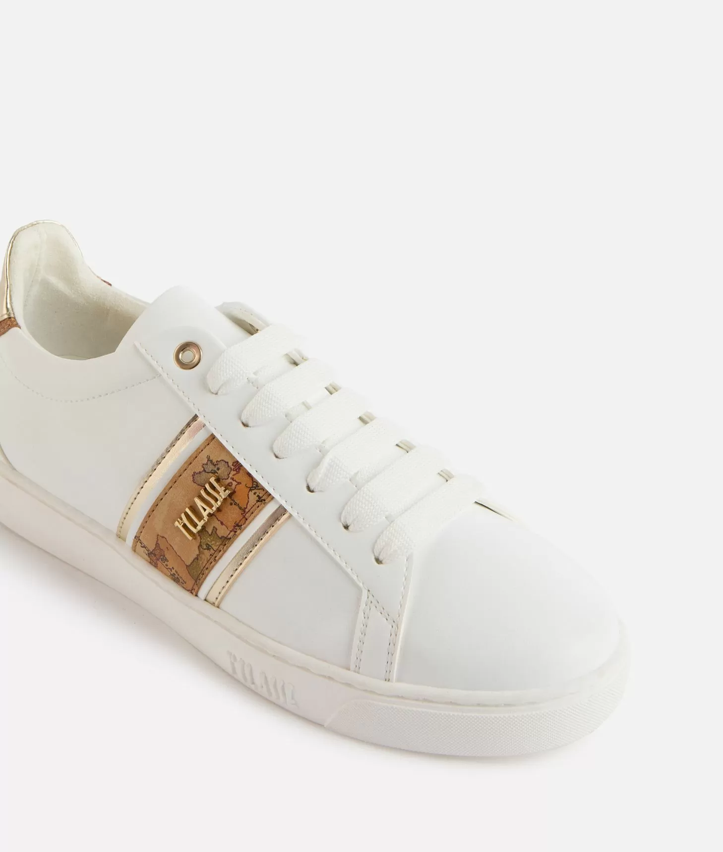 Alviero martini 1a classe Sneakers in eco nappa con banda Geo Classic Bianche In vendita