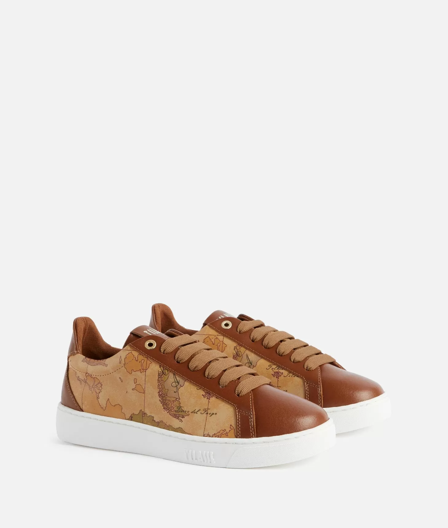 Alviero martini 1a classe Sneakers in pelle liscia ed eco nappa Geo Classic Castagna Sconti questo mese