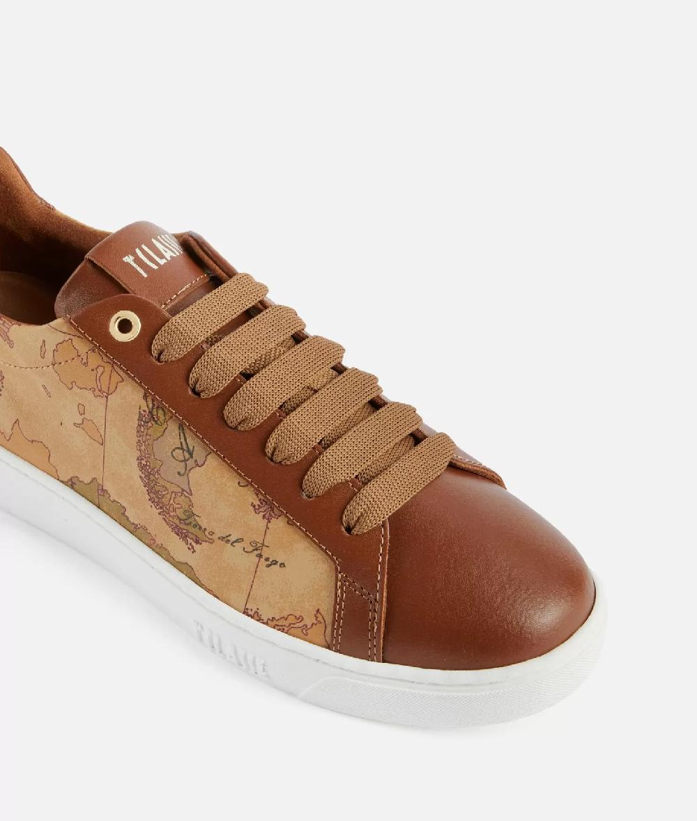 Alviero martini 1a classe Sneakers in pelle liscia ed eco nappa Geo Classic Castagna Sconti questo mese