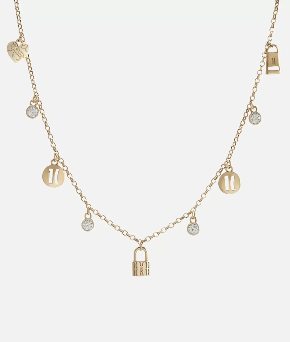 Alviero martini 1a classe Rambla collana in argento con charms bagnata in Oro Giallo In Saldo