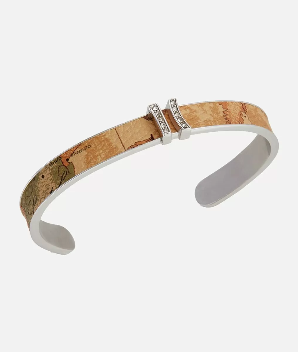 Alviero martini 1a classe Rodeo Drive bracciale rigido con inserti in pelle Geo in Argento Moda
