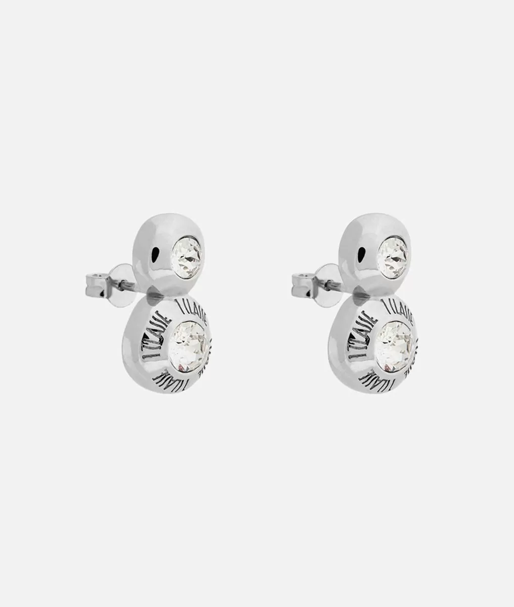 Alviero martini 1a classe Champs-Élysées orecchini doppi con zirconi bianchi in Argento Sconto di tempo limitato