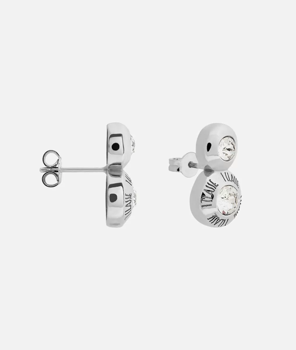 Alviero martini 1a classe Champs-Élysées orecchini doppi con zirconi bianchi in Argento Sconto di tempo limitato