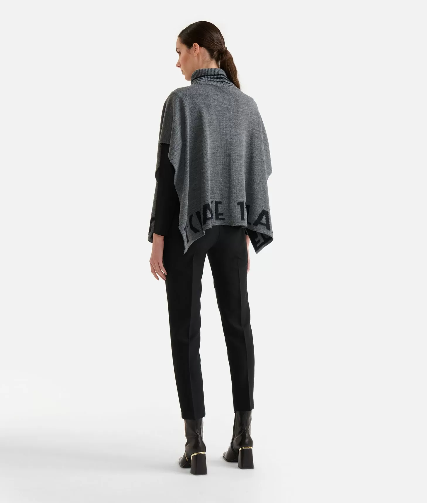 Alviero martini 1a classe Poncho a collo alto con logo Grigio Medio Flash Sale