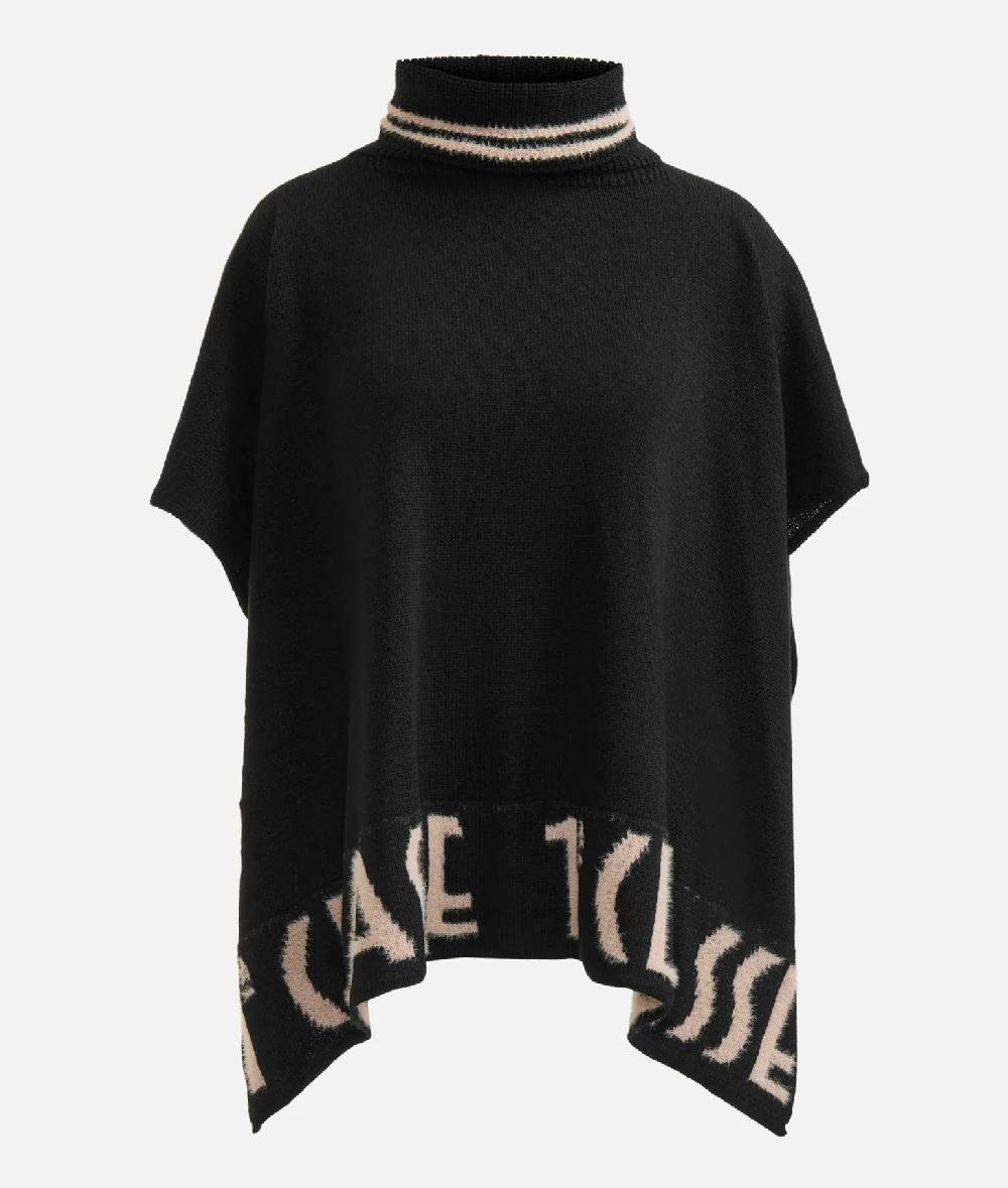 Alviero martini 1a classe Poncho a collo alto con logo Nero Fornitura limitata