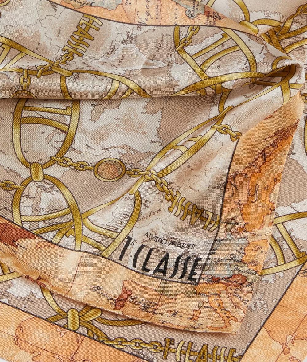 Alviero martini 1a classe Foulard Geo Chain in seta 70x70 Taupe Chiaro Offerta speciale della fabbrica