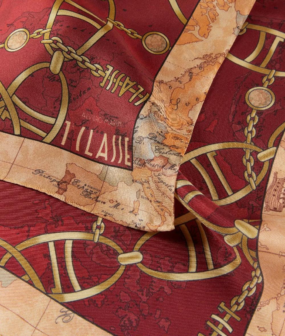 Alviero martini 1a classe Foulard Geo Chain in seta 70x70 Lampone Sostegno trimestrale