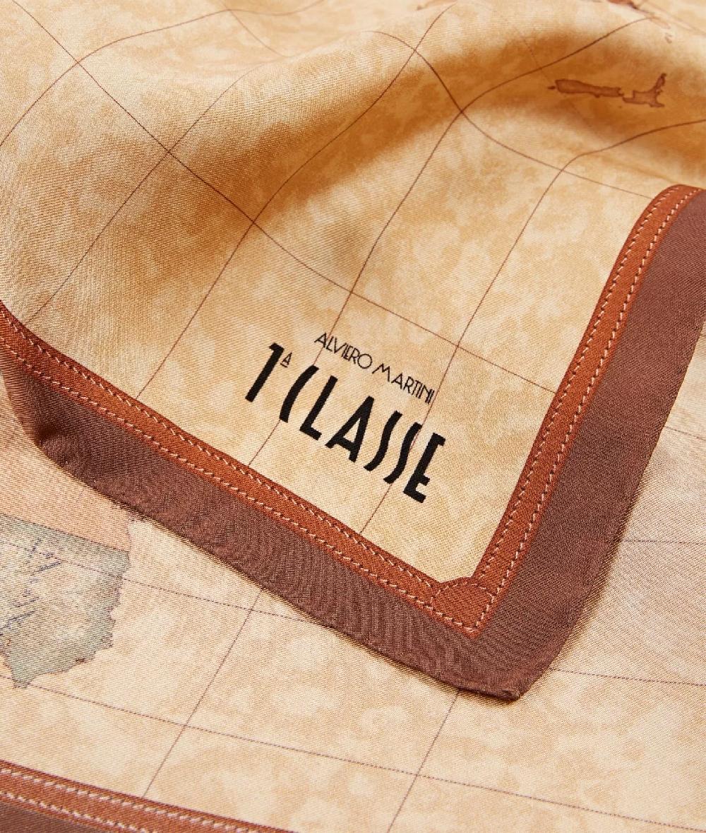 Alviero martini 1a classe Foulard Geo Classic 70x70 Castagna Qualità Garantita
