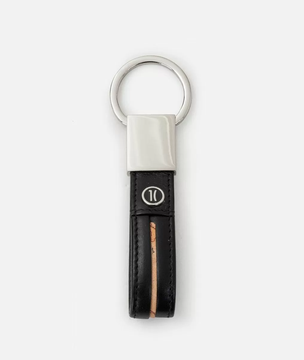 Alviero martini 1a classe Portachiavi in pelle liscia con logo 1C smaltato Nero Offerta settimanale