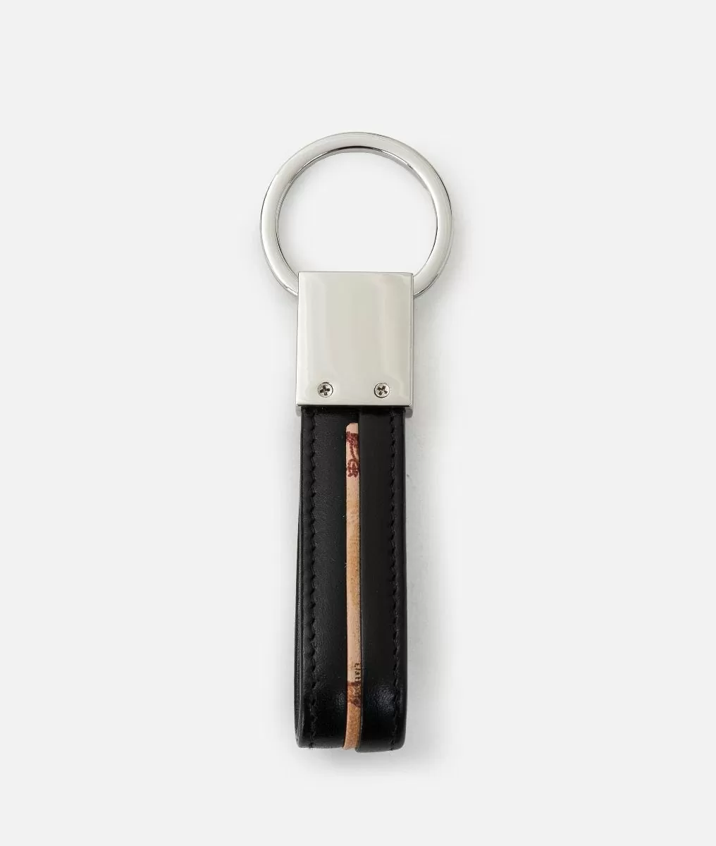 Alviero martini 1a classe Portachiavi in pelle liscia con logo 1C smaltato Nero Offerta settimanale